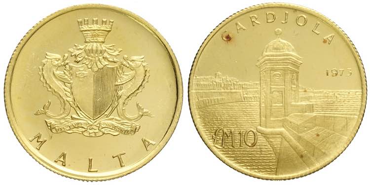 Malta, Republic, 10 Pounds 1973, ... 