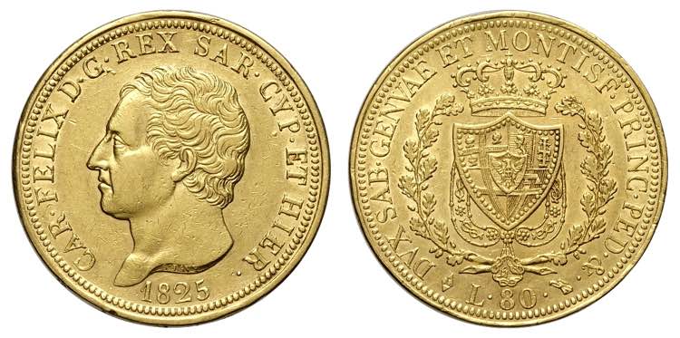 Savoia, Carlo Felice, 80 Lire 1825 ... 