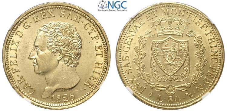 Savoia, Carlo Felice, 80 Lire 1826 ... 