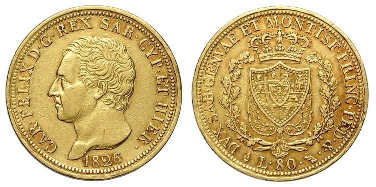 Savoia, Carlo Felice, 80 Lire 1826 ... 