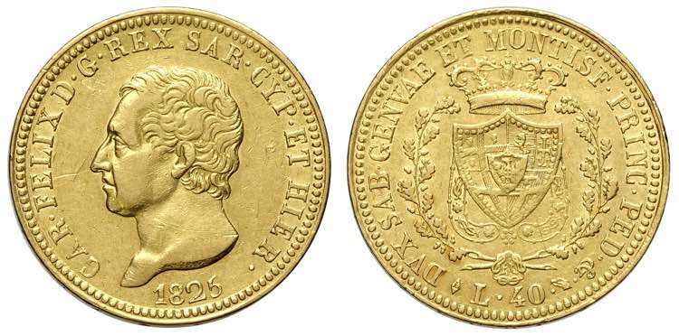 Savoia, Carlo Felice, 40 Lire 1825 ... 