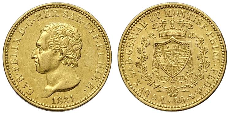 Savoia, Carlo Felice, 40 Lire 1831 ... 