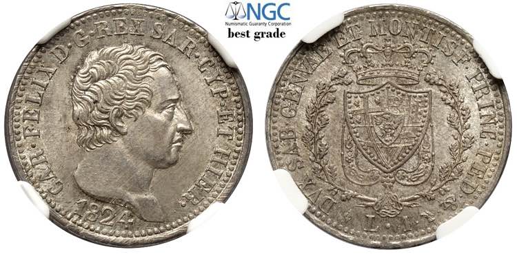 Savoia, Carlo Felice, Lira 1824 ... 