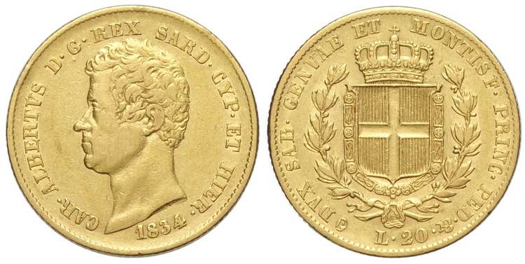 Savoia, Carlo Alberto, 20 Lire ... 