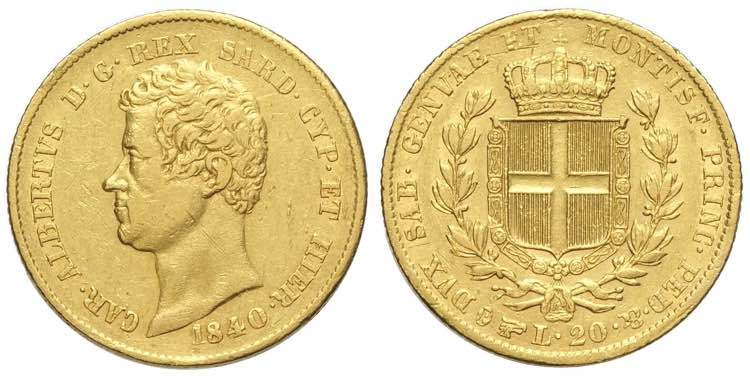 Savoia, Carlo Alberto, 20 Lire ... 