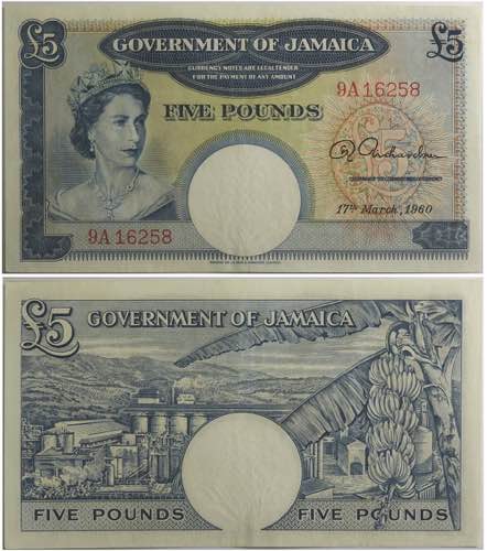 Jamaica, 5 Pounds 17/03/1960, ... 