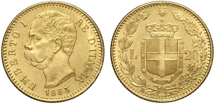 Regno dItalia, Umberto I, 20 Lire ... 