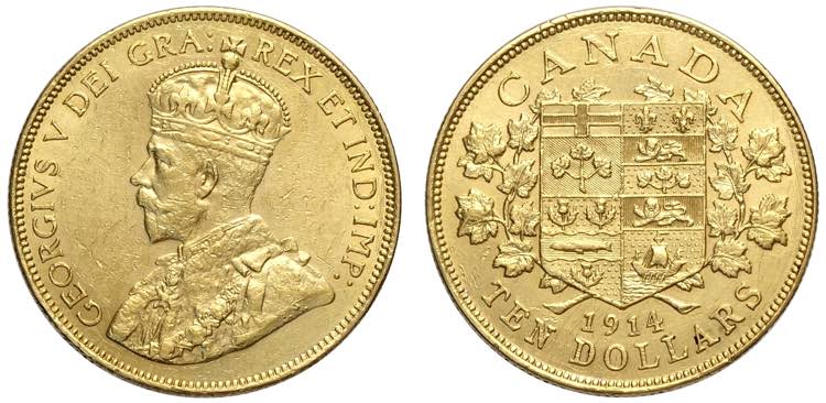 Canada, George V, 10 Dollars 1914, ... 