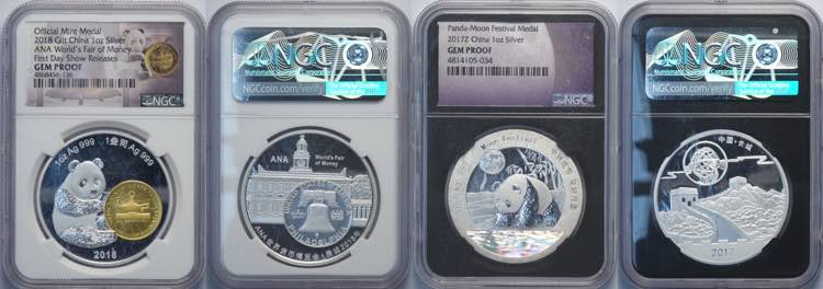 China, Lot 2 x Silver Oz Panda ... 