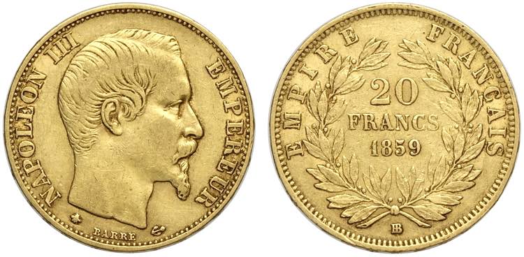 France, Napoleon III, 20 Francs ... 