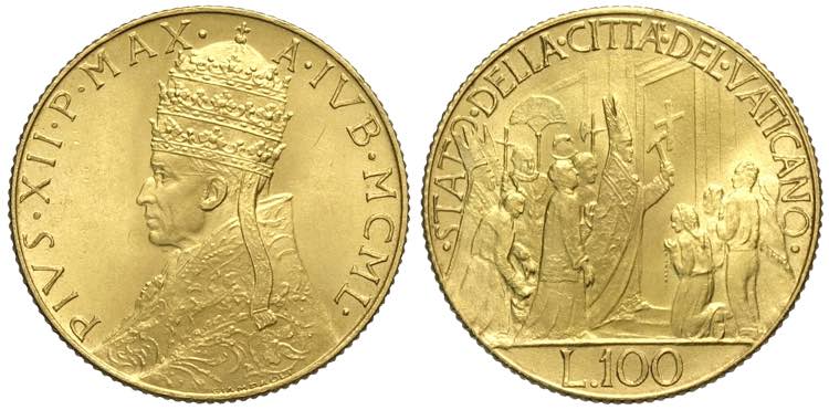 Roma, Pio XII, 100 Lire 1950, Au g ... 