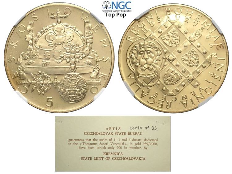 Czechoslovakia, Republic, Gold 5 ... 