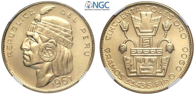 Perù, Republic, 50 Soles 1967, Au ... 