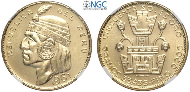 Perù, Republic, 50 Soles 1967, Au ... 