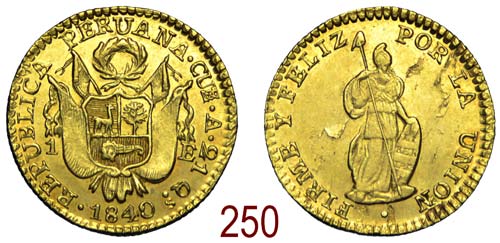 Peru - Republic - Escudo 1840 - ... 