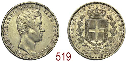 Savoia - Carlo Alberto - Lira 1847 ... 