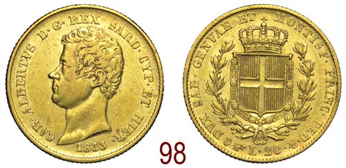 Savoia - Carlo Alberto - 20 Lire ... 