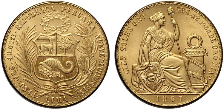 Perù, Republic, 100 Soles 1967, ... 