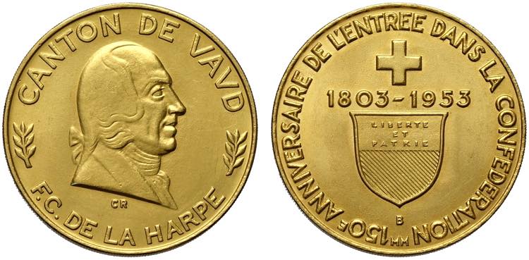 Switzerland Vaud, Gold Medal 1953, ... 