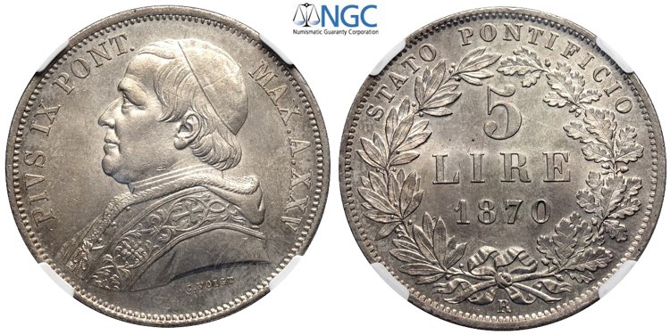 Roma, Pio IX (1846-1870), 5 Lire ... 