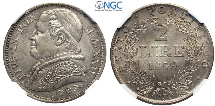 Roma, Pio IX (1846-1870), 2 Lire ... 