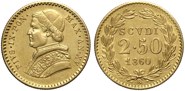 Roma, Pio IX (1846-1870), 2,50 ... 