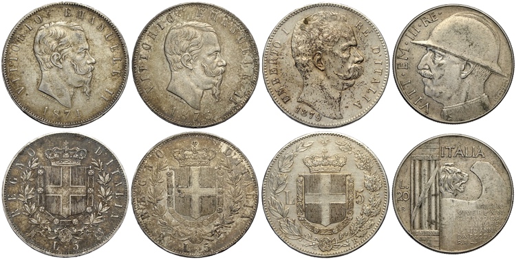 Regno dItalia, Lotto di 4 monete: ... 