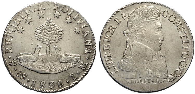 Bolivia, Republic, 8 Soles ... 