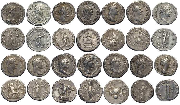 Lotto di 14 Denari: Tito; Faustina ... 