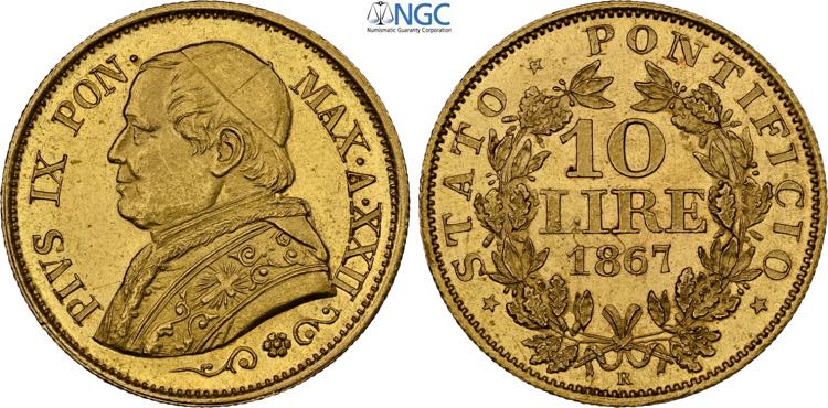 Roma, Pio IX (1846-1870), 10 Lire ... 