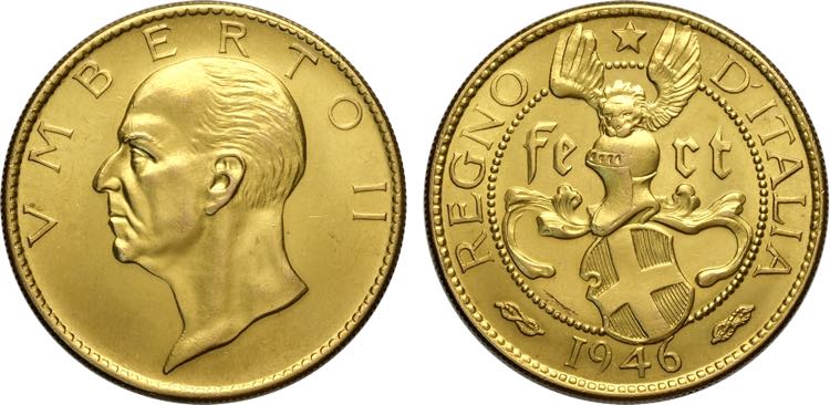Umberto II (1946), Medaglia in oro ... 