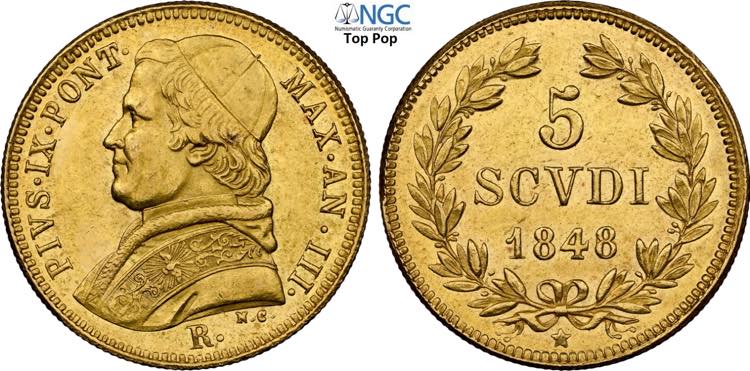 Roma, Pio IX (1846-1870), 5 Scudi ... 