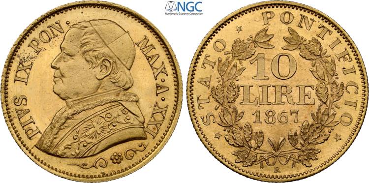 Roma, Pio IX (1846-1870), 10 Lire ... 