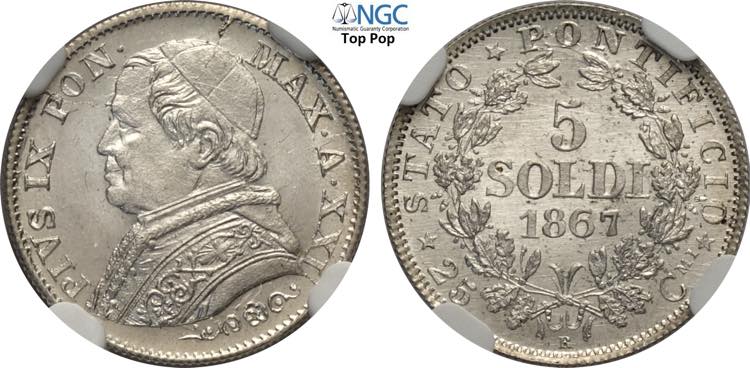 Roma, Pio IX (1846-1870), 5 Soldi ... 