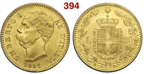 Savoia - Umberto I - 20 Lire 1891 ... 