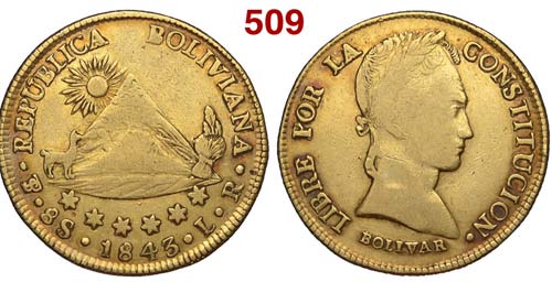 Bolivia - Republic - 8 Scudos 1843 ... 