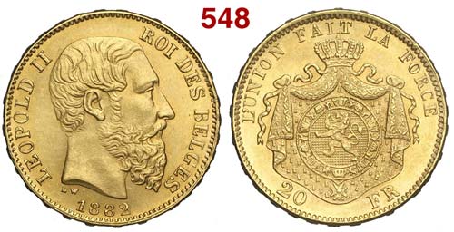 Belgium - Leopold II - 20 Francs ... 