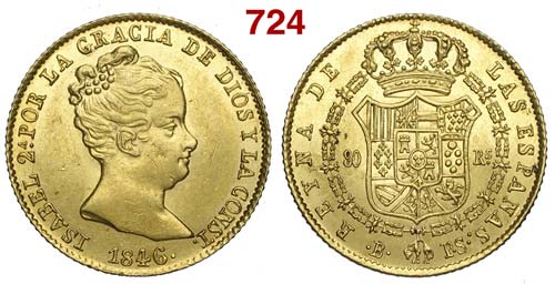 Spain - Isabel II - 80 Reales 1846 ... 