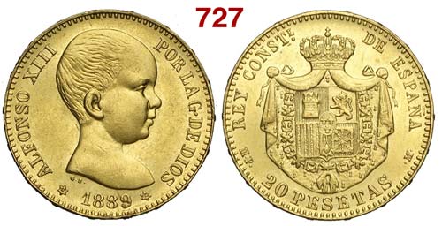 Spain - Alfonso XII - 20 Pesetas ... 