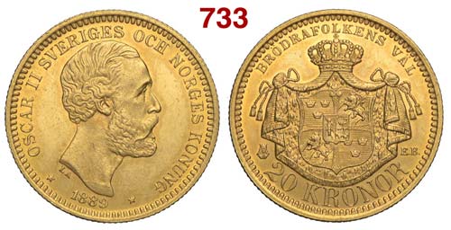 Sweden - Oscar II - 20 Kronor 1889 ... 