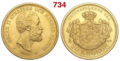 Sweden - Oscar II - 20 Kronor 1899 ... 
