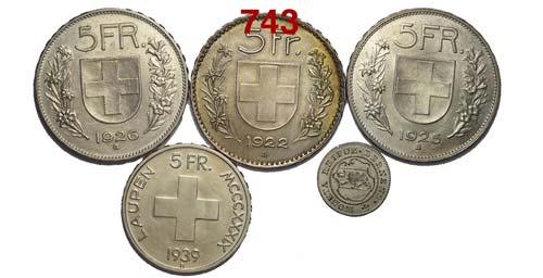 Switzerland - lotto di 5 monete : ... 
