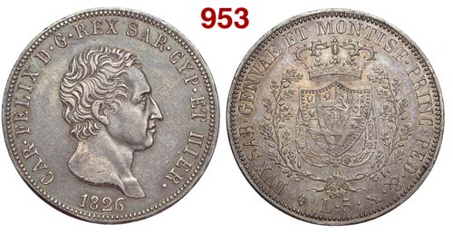 Savoia - Carlo Felice - 5 Lire ... 