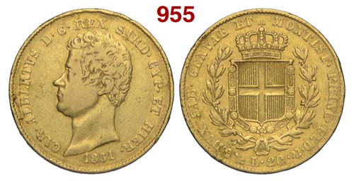 Savoia - Carlo Alberto - 20 Lire ... 