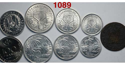 France Colony - Lotto di 9 monete ... 