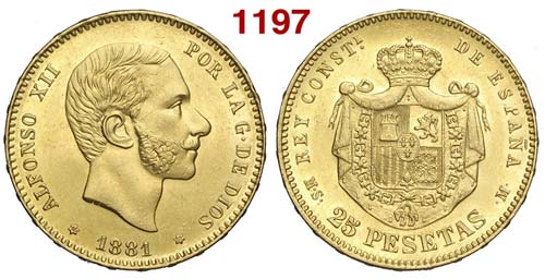 Spain - Alfonso XII - 25 Pesetas ... 