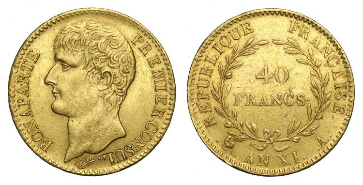 France - Napoleone I - 40 Francs ... 