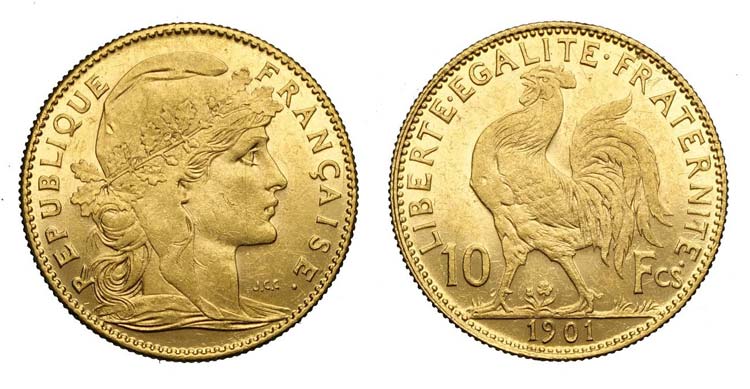 France - 10 Francs 1901 - Au mm 19 ... 