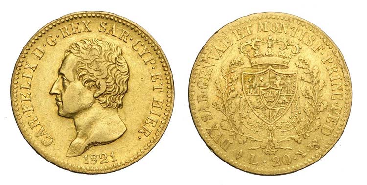 Savoia - Carlo Felice - 20 Lire ... 