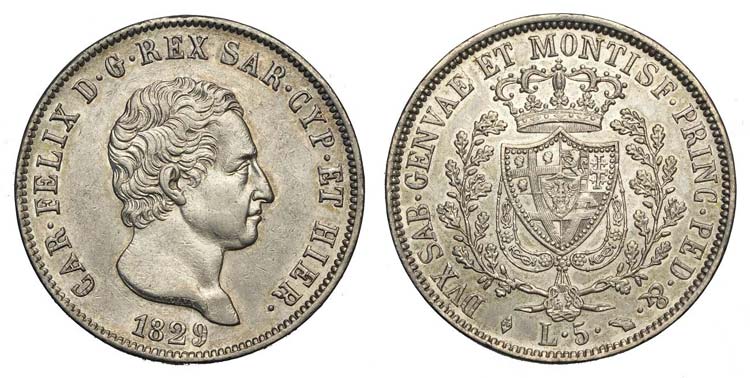 Savoia - Carlo Felice - 5 Lire ... 